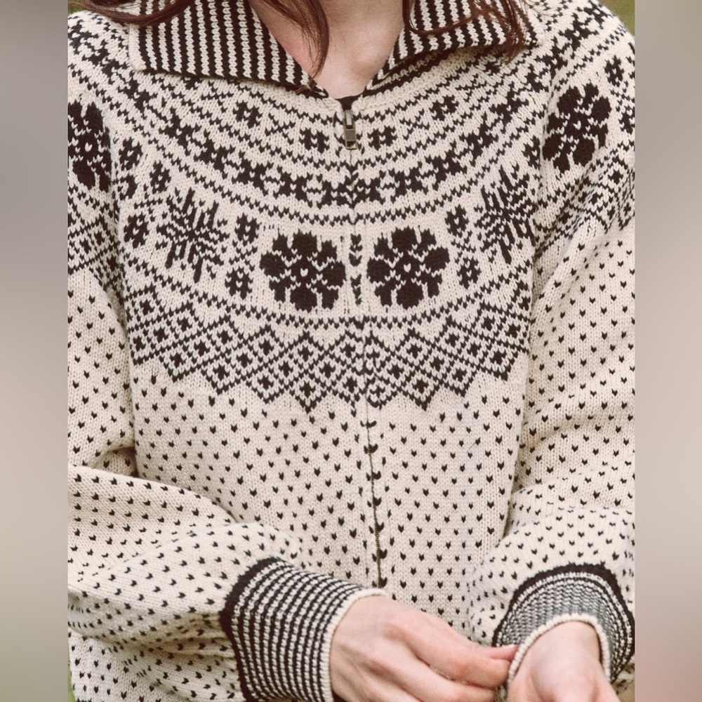 THE GREAT. The Ranch Cardigan Snow Day Fair Isle Size M - Picture 3 of 8